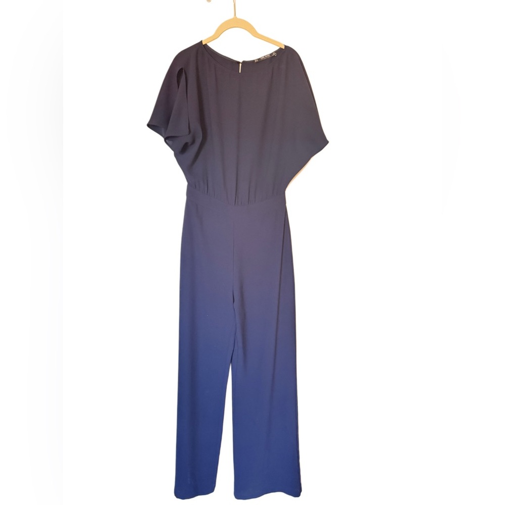 Zara navy blue split sleeve wide leg navy blue  Jumpsuit women’s Sz small